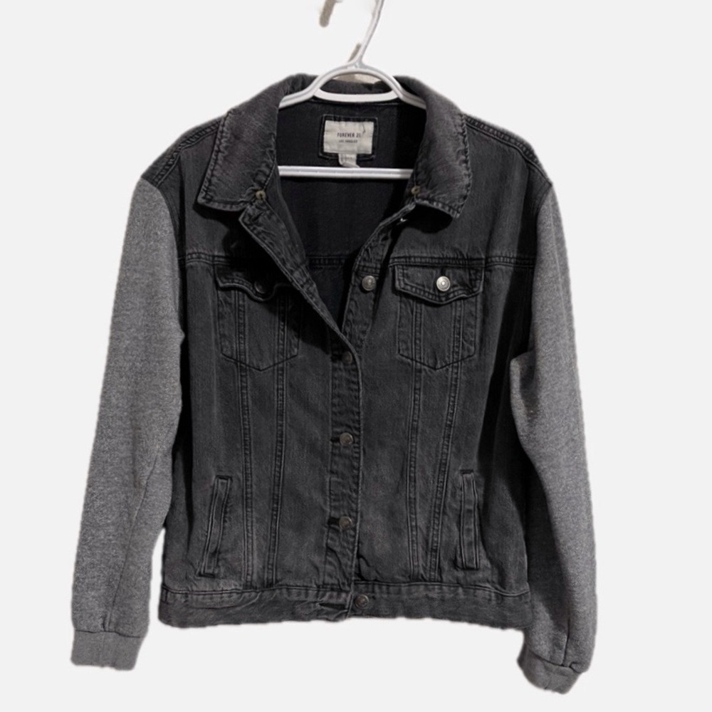 Upcycled Denim Jacket with Wolf Design - Picture 2 of 4